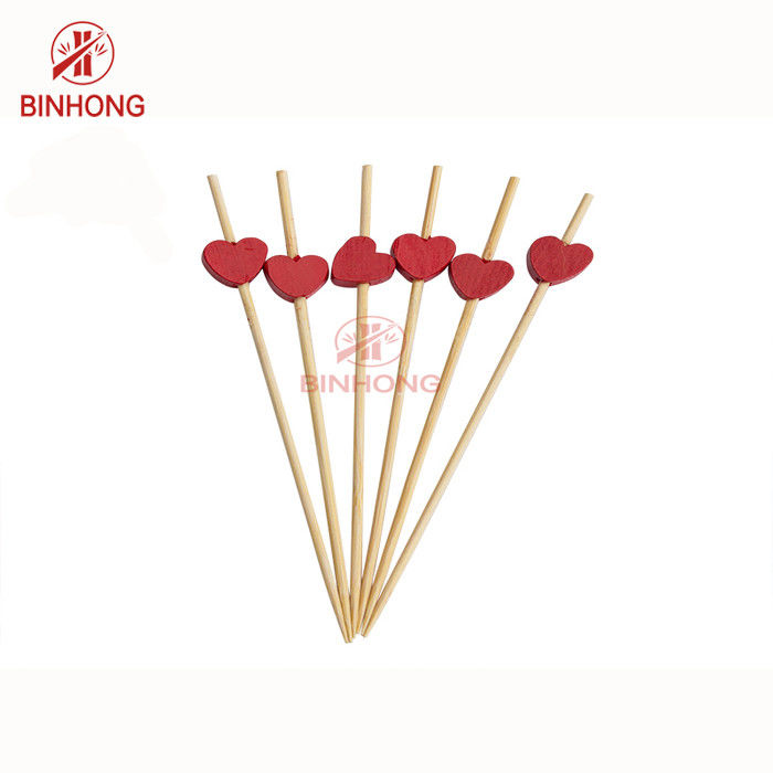 Selecciones coloridas de la comida del bambú de la cabeza el 18cm del corazón para la fruta