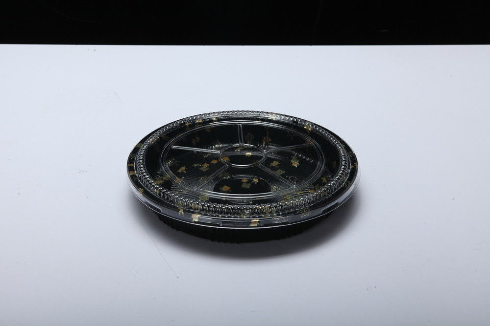 La caja plástica disponible de la bandeja, bandeja redonda del sushi, se lleva la bandeja de la comida