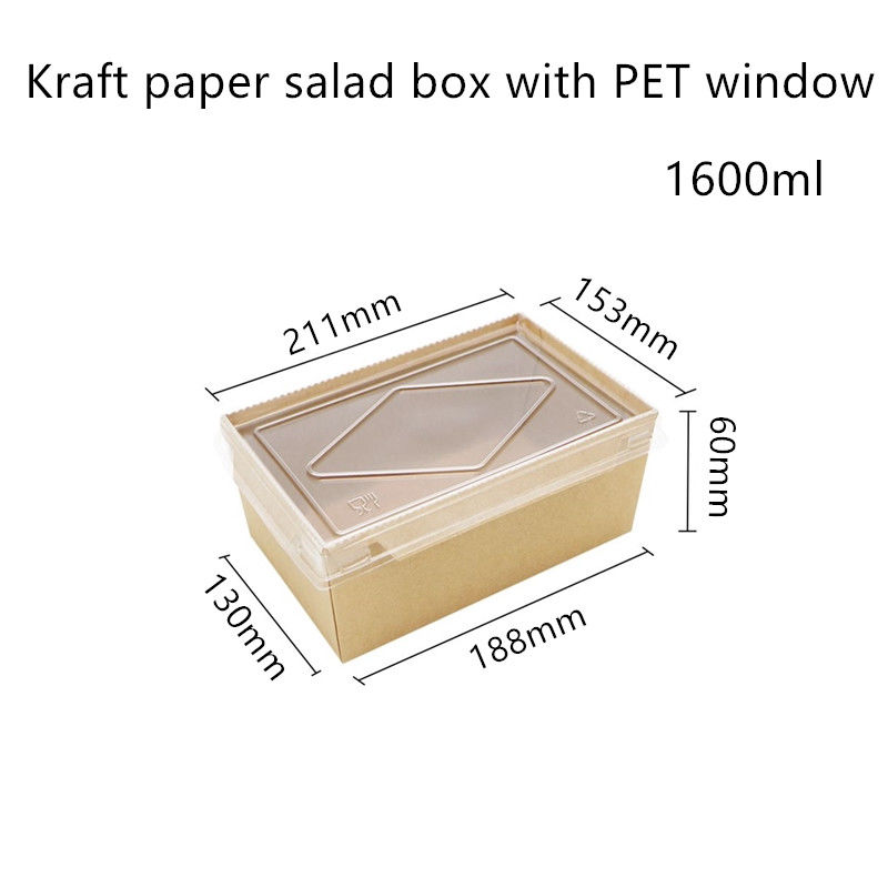 Envases de comida disponibles de papel de Kraft de la tapa del ANIMAL DOMÉSTICO 2100 1600 1400ml