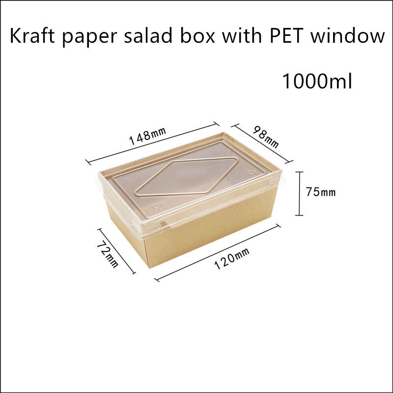 Envases de comida disponibles de papel de Kraft de la tapa del ANIMAL DOMÉSTICO 2100 1600 1400ml