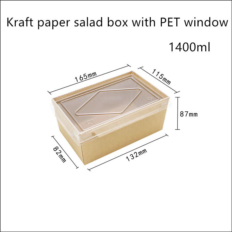 Envases de comida disponibles de papel de Kraft de la tapa del ANIMAL DOMÉSTICO 2100 1600 1400ml
