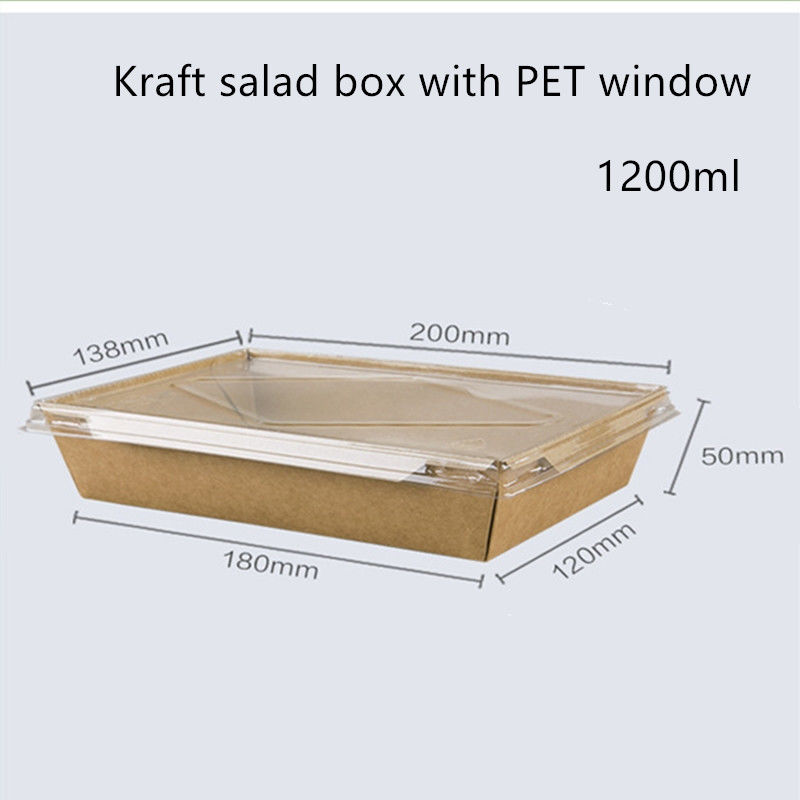 Envases de comida disponibles de papel de Kraft de la tapa del ANIMAL DOMÉSTICO 2100 1600 1400ml