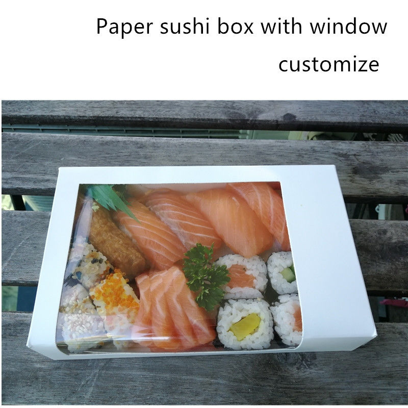 Caja para llevar de papel disponible del sushi de Kraft con la ventana clara ISO9001
