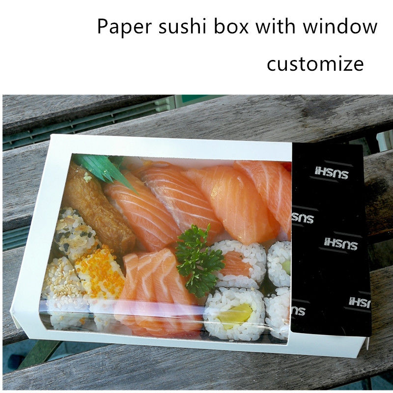 Caja para llevar de papel disponible del sushi de Kraft con la ventana clara ISO9001