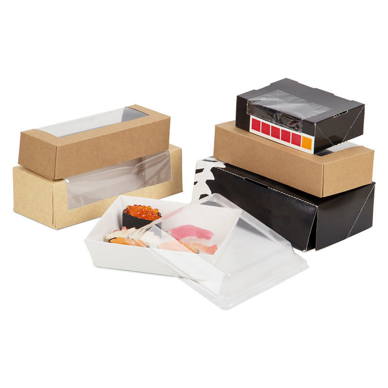 Caja para llevar de papel disponible del sushi de Kraft con la ventana clara ISO9001