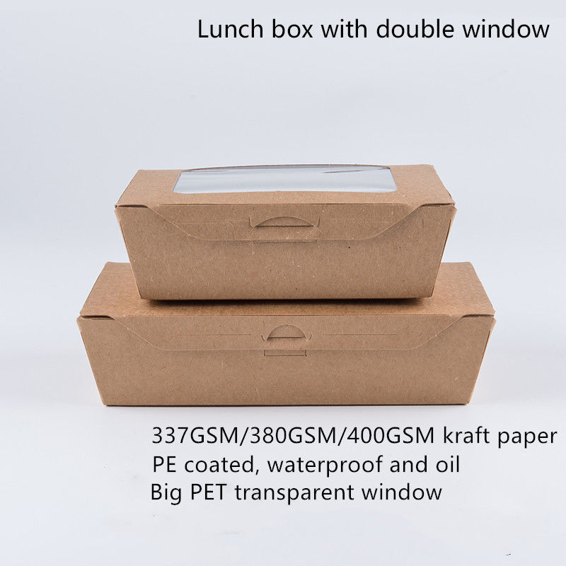 1200ml 337 fiambrera de papel de 380 400gsm Kraft con la ventana del ANIMAL DOMÉSTICO