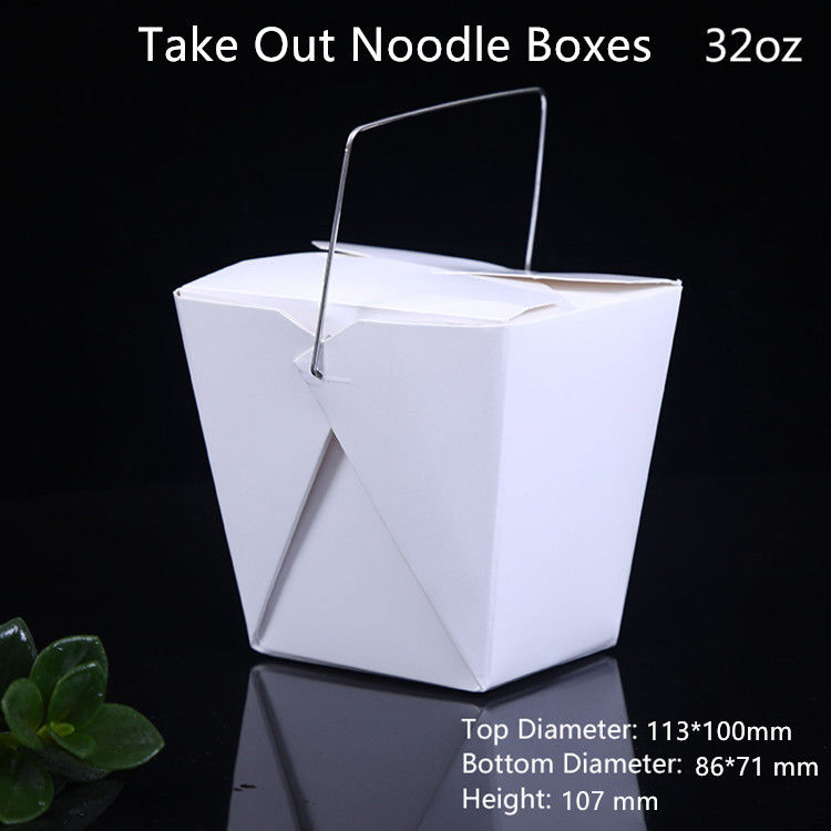 Caja de papel 16 de los tallarines de la impresión en color de Pantone 26 32oz con la manija