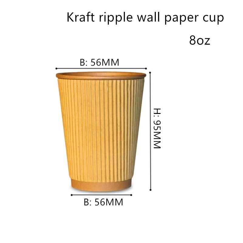 Taza de consumición disponible de papel acanalada de 300gsm Kraft 16oz 20oz