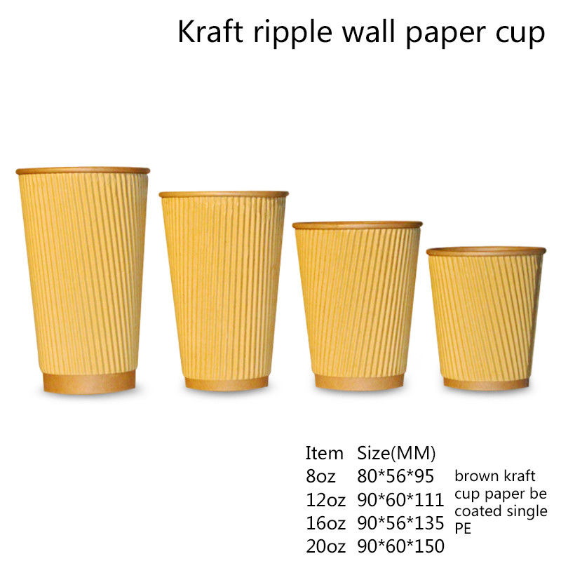 Taza aislada caliente de papel de Kraft del café del cartón biodegradable disponible de la magdalena 12 onzas