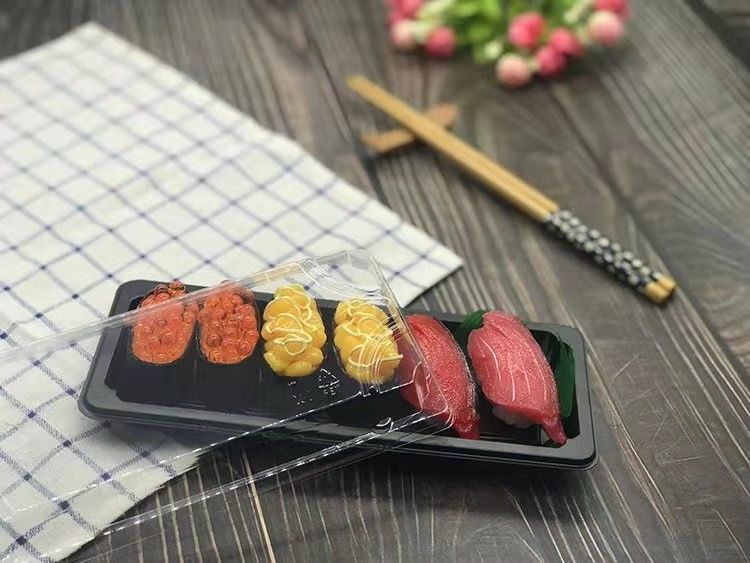 Sushi plástico Tray Food Grade Disposable de la tapa transparente