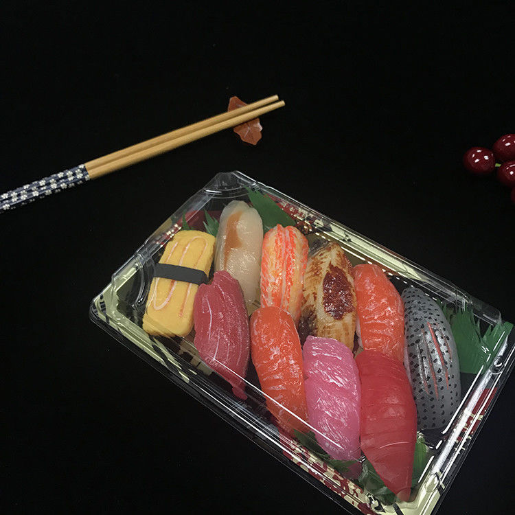 Sushi plástico Tray Food Grade Disposable de la tapa transparente