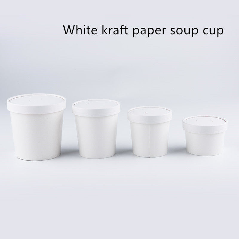 envases para llevar de papel de Kraft Eco del blanco de 12oz 16oz 320gsm
