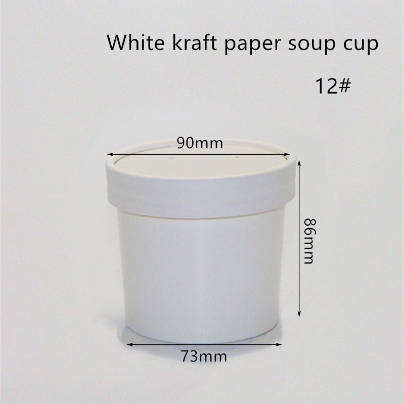 envases para llevar de papel de Kraft Eco del blanco de 12oz 16oz 320gsm