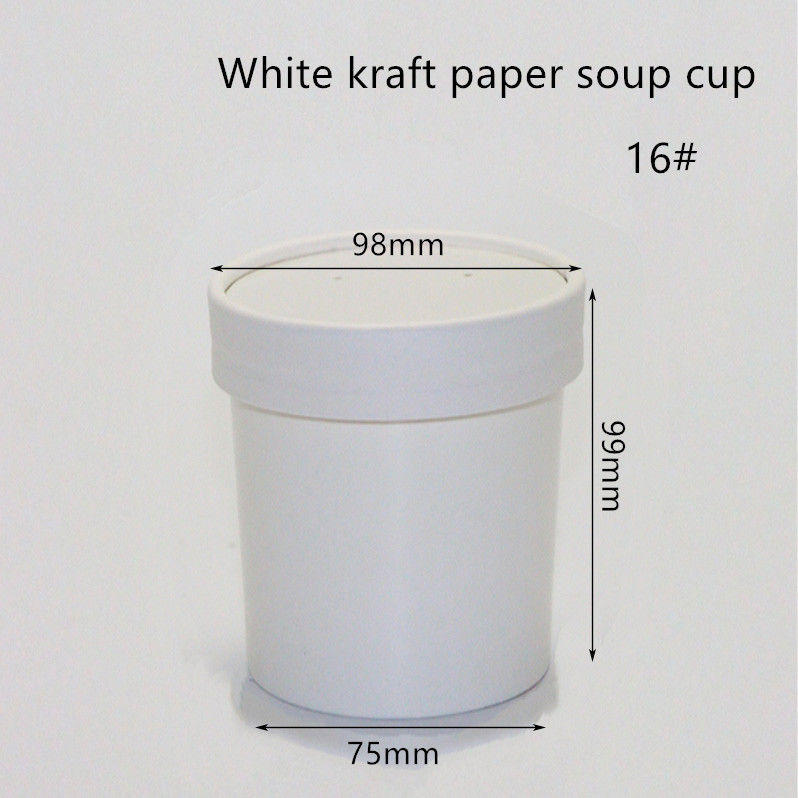 envases para llevar de papel de Kraft Eco del blanco de 12oz 16oz 320gsm