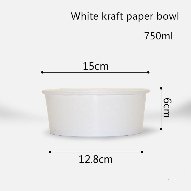 cuenco de papel blanco disponible de 500ml 750ml 1000ml 1300ml Kraft para la ensalada