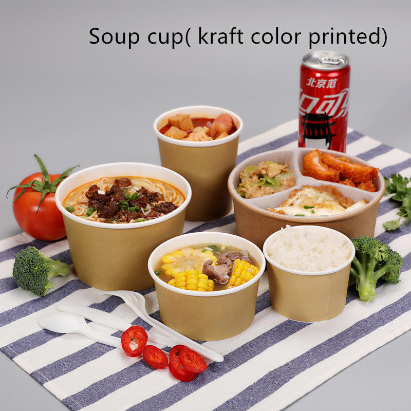 Fiambrera desechable de papel revestido personalizada para restaurante de categoría alimenticia Bento Box
