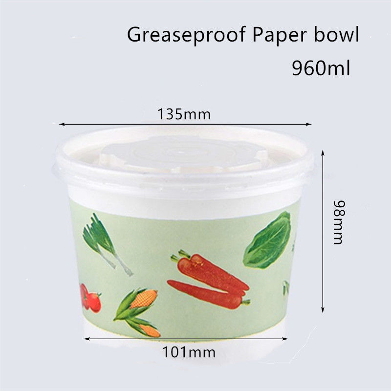 Flexo que imprime el cuenco de papel disponible impermeable a la grasa para la sopa