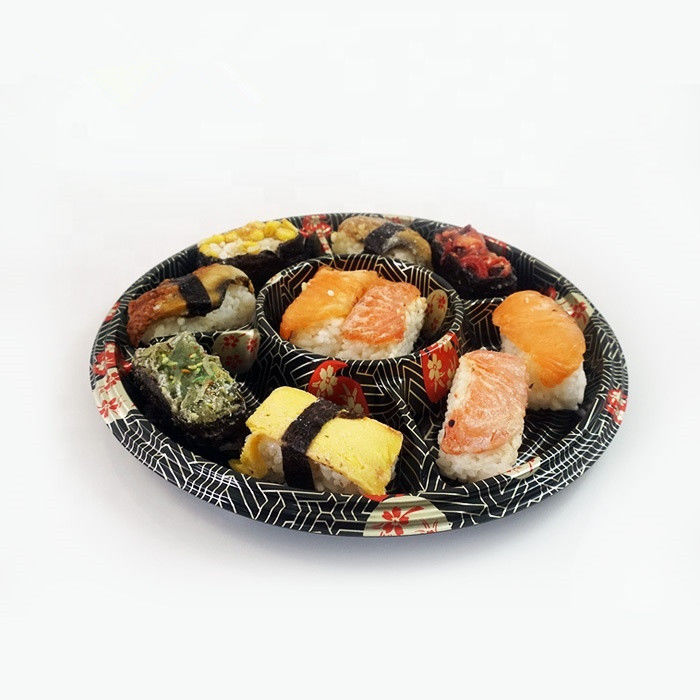 Caja de embalaje dividida del sushi del plástico 5 redondos de la categoría alimenticia
