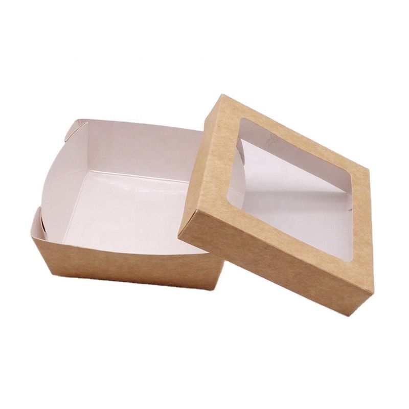 Caja de empaquetado para llevar de los alimentos de preparación rápida de Kraft con la ventana clara