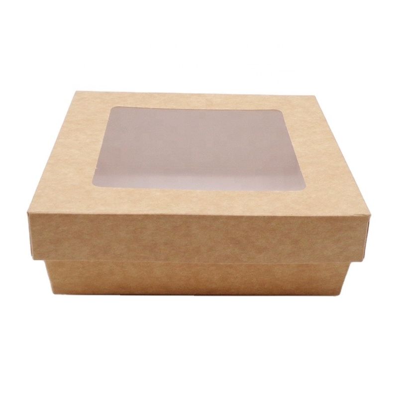 Caja de empaquetado para llevar de los alimentos de preparación rápida de Kraft con la ventana clara