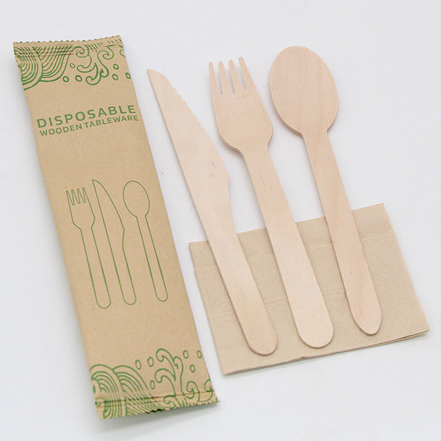 La bifurcación de madera disponible de encargo del cuchillo de la cuchara de la cocina fijó el sistema de madera de los platos y cubiertos
