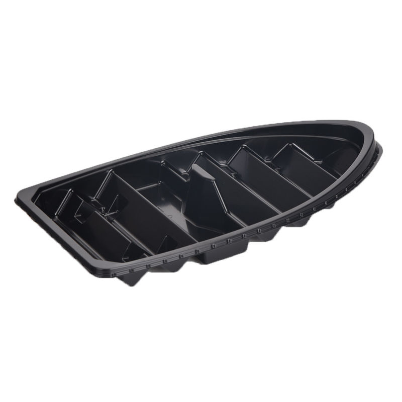 Sushi plástico Tray Stackable Eco Friendly del picosegundo de la forma del barco