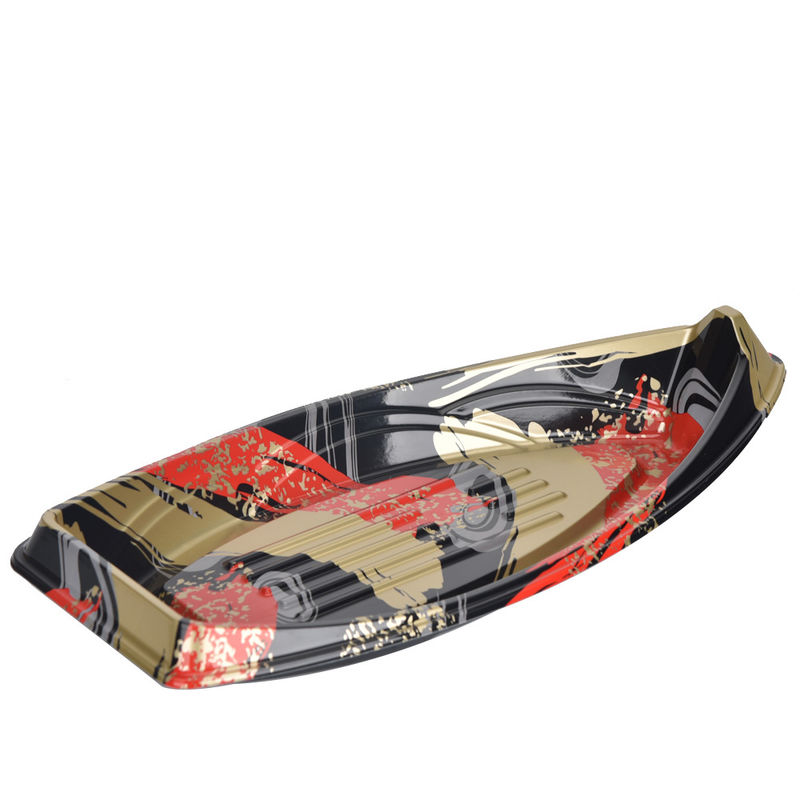 Sushi plástico Tray Stackable Eco Friendly del picosegundo de la forma del barco
