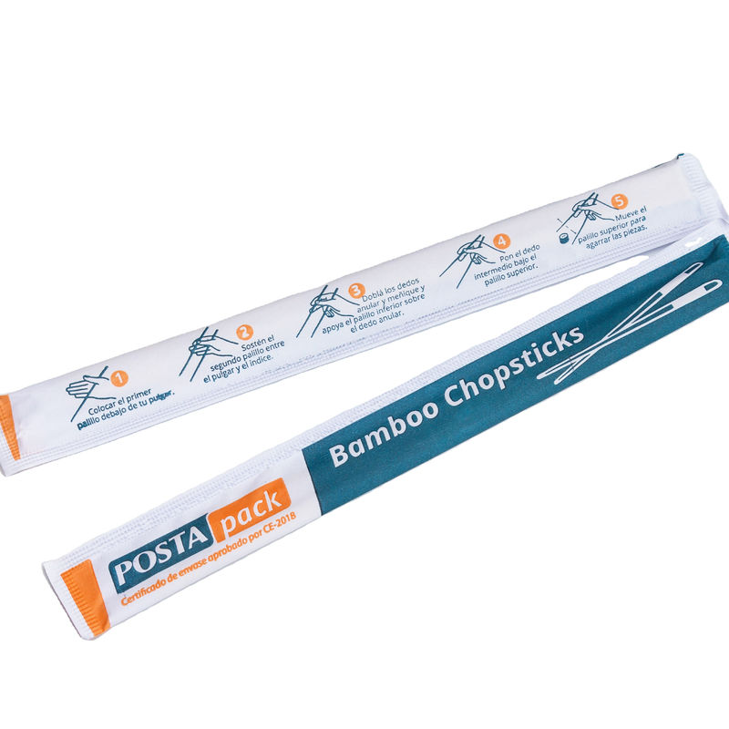Palillos de bambú disponibles impresos envueltos en papel llenos de los 21cm