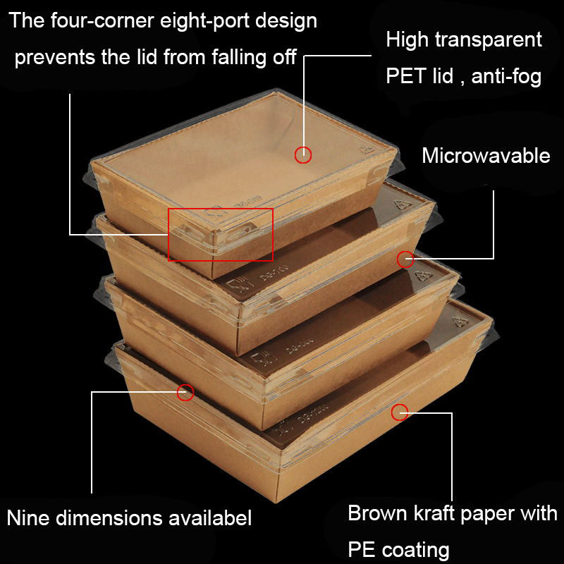 Fiambrera para llevar disponible de Brown Kraft con la tapa del ANIMAL DOMÉSTICO