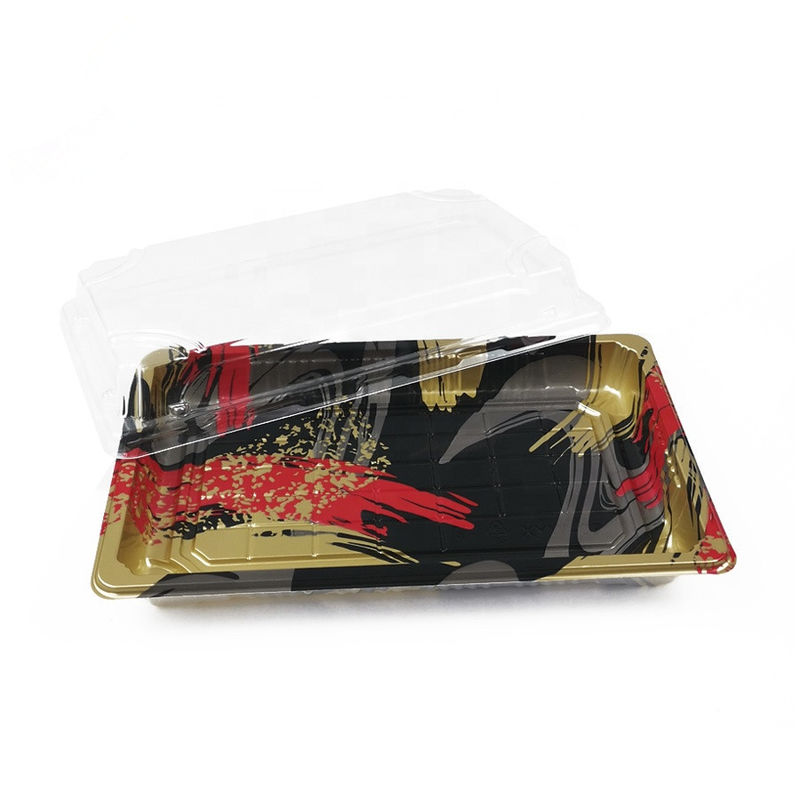 Caja plástica disponible reciclable del sushi con la tapa anti de la niebla
