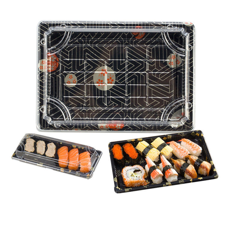 Envases para llevar del sushi plástico reciclable con la tapa clara