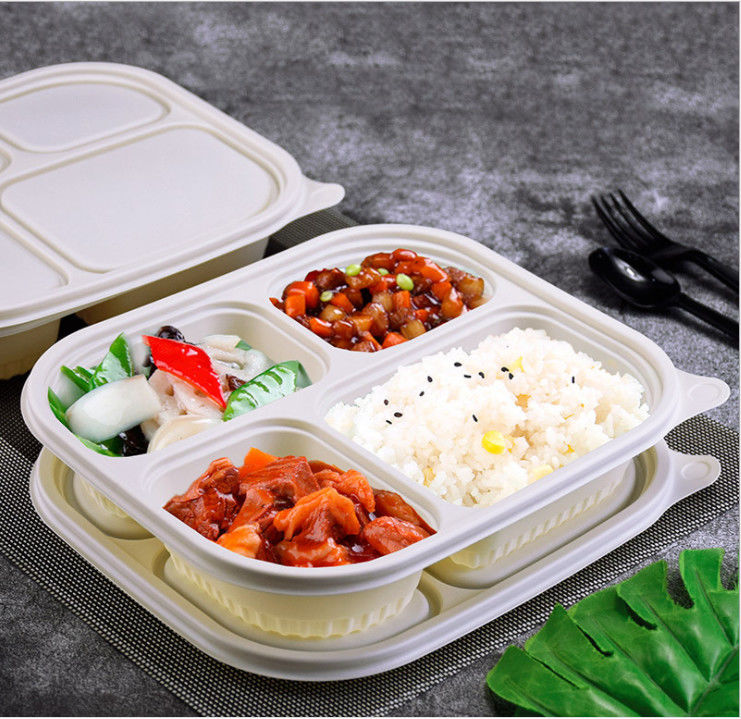 Envases de comida irregulares del compartimiento de la maicena degradable disponible cuatro