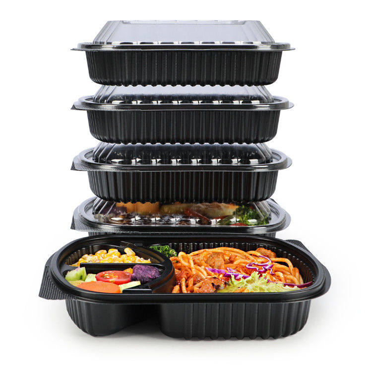 El plástico Microwavable del compartimiento de la preparación 2 de la comida se lleva la caja con la tapa