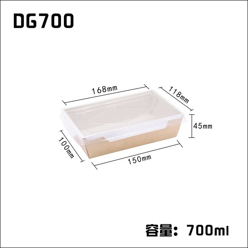 Cajas para llevar 900ml de Kraft de la ensalada disponible de la comida con las tapas del animal doméstico