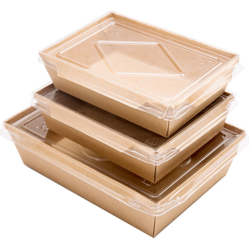 Bulto de la caja de papel de Kraft del arroz de la fritada del cuadrado de la categoría alimenticia impermeable a la grasa con la cubierta