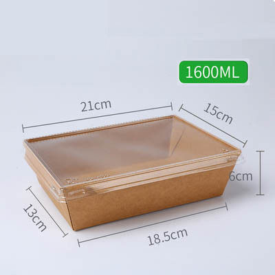 Envase de comida disponible de papel rectangular de Kraft de la tapa del ANIMAL DOMÉSTICO de la ensalada con la tapa