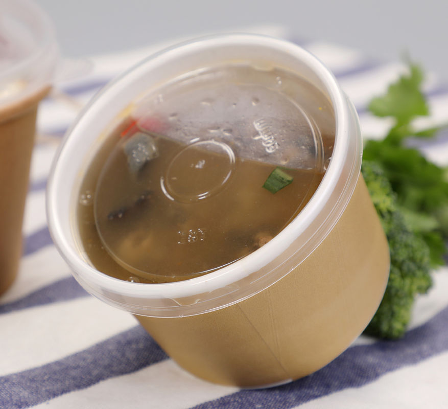 Taza impresa de encargo de papel de Kraft de la sopa de fideos con las tapas a través de la gama de temperaturas de -20℃ a 120℃;