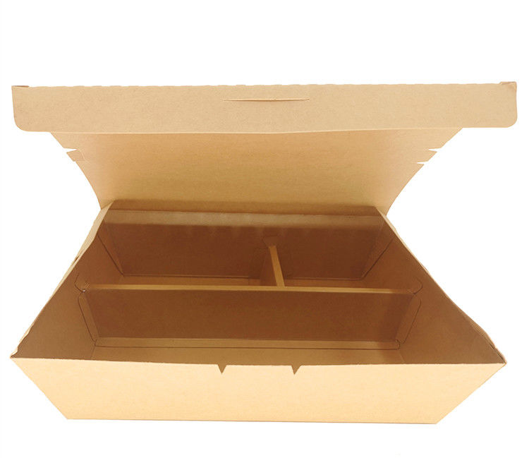 Compartimiento disponible de la fiambrera 2-4 del papel de Brown Kraft de las bandejas de la categoría alimenticia