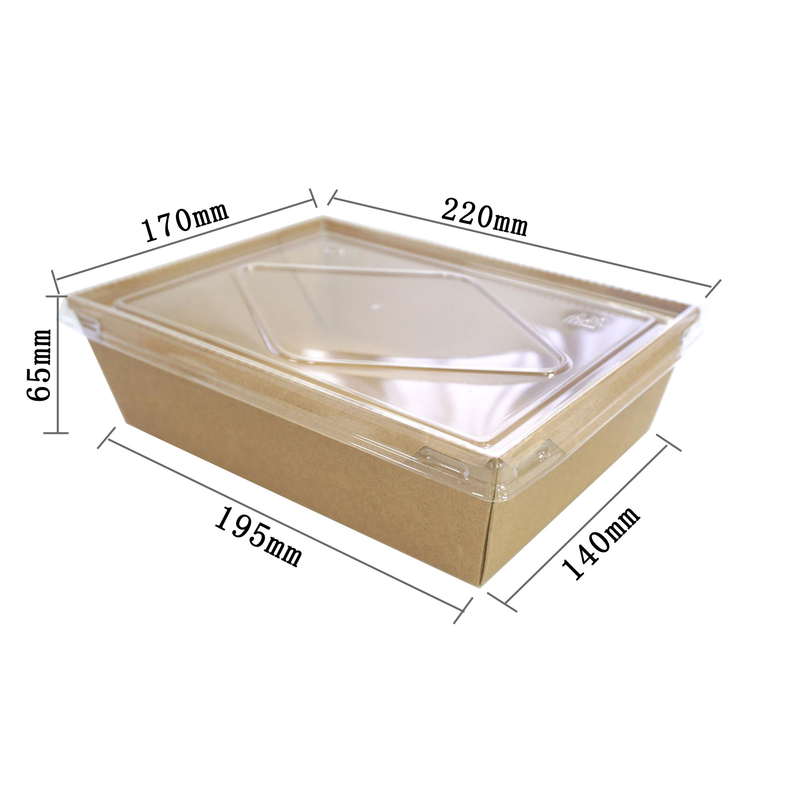Fiambrera rectangular 500ml biodegradable disponible - 2100ml de Kraft de la ensalada