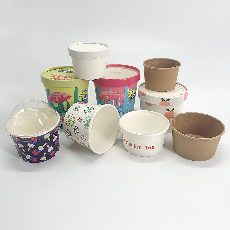 PLA disponible de la taza de papel del helado que cubre el empaquetado biodegradable del yogur