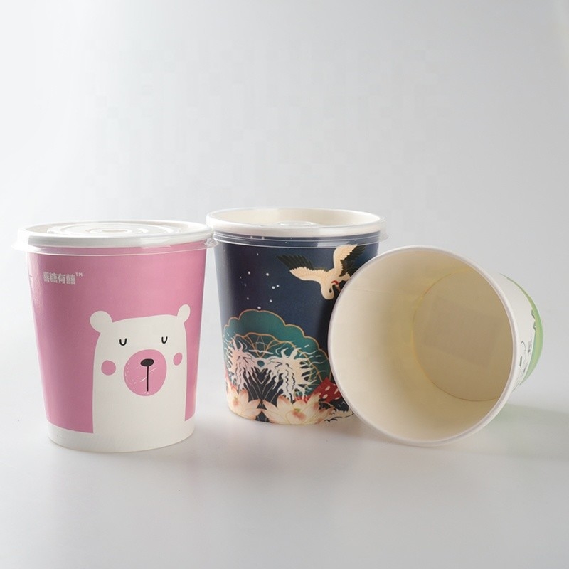 Taza de un sólo recinto de papel 7oz biodegradable 32oz del helado de Kraft