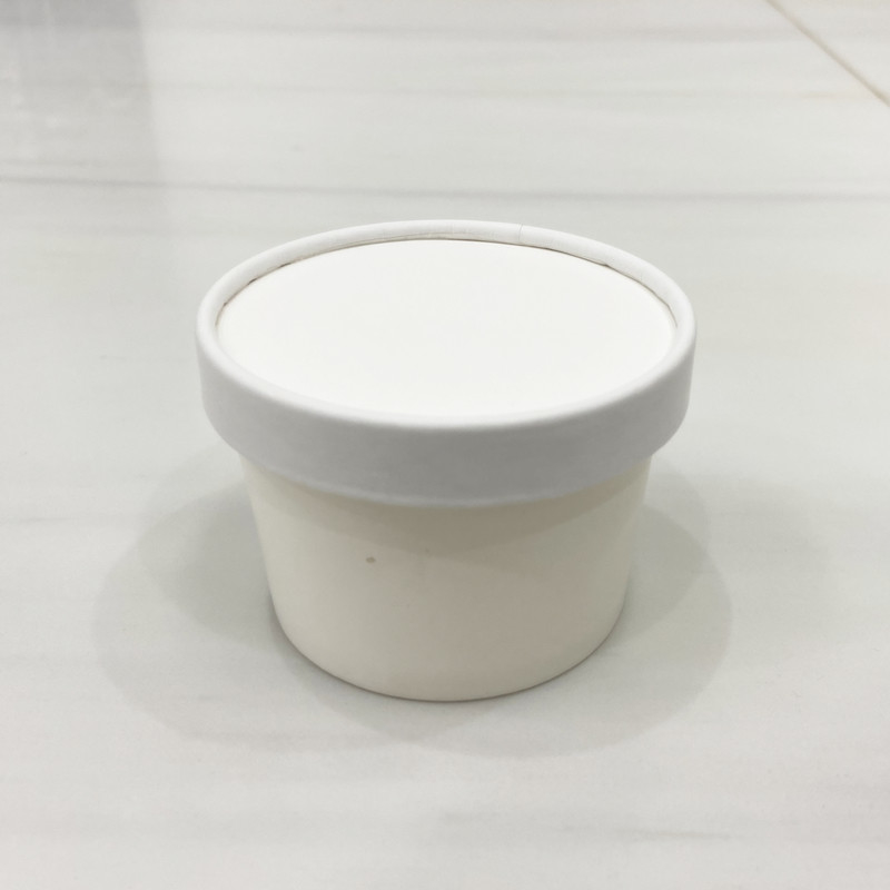 Taza de encargo del postre del helado del papel de imprenta con la tapa