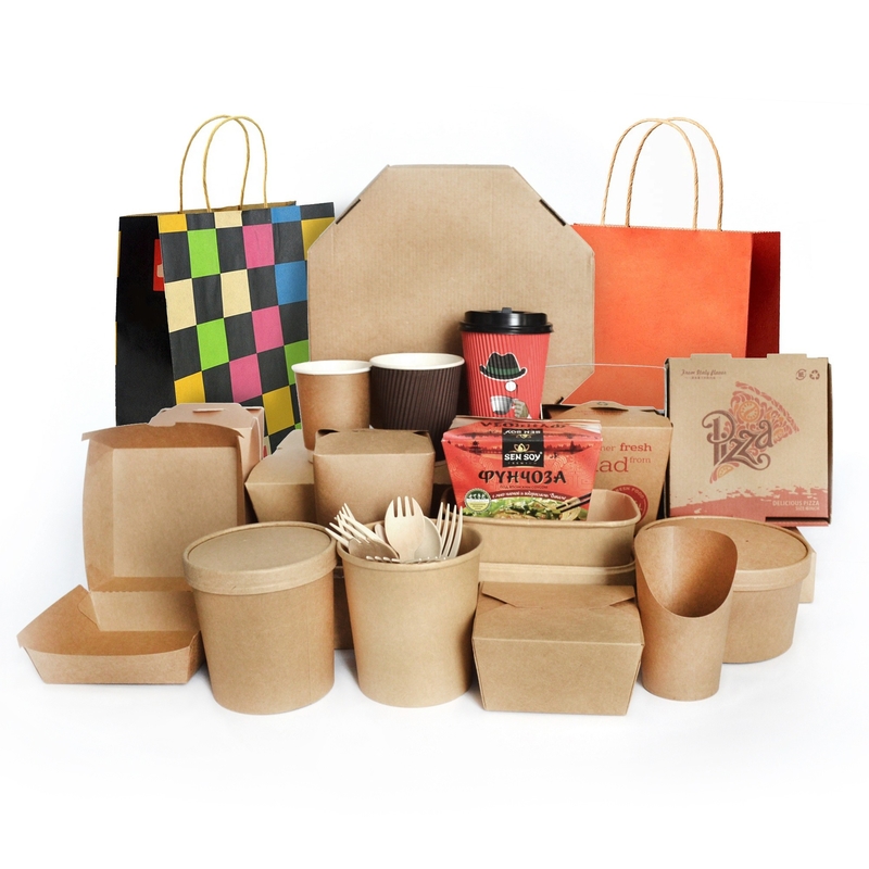 Fiambrera desechable de papel revestido personalizada para restaurante de categoría alimenticia Bento Box