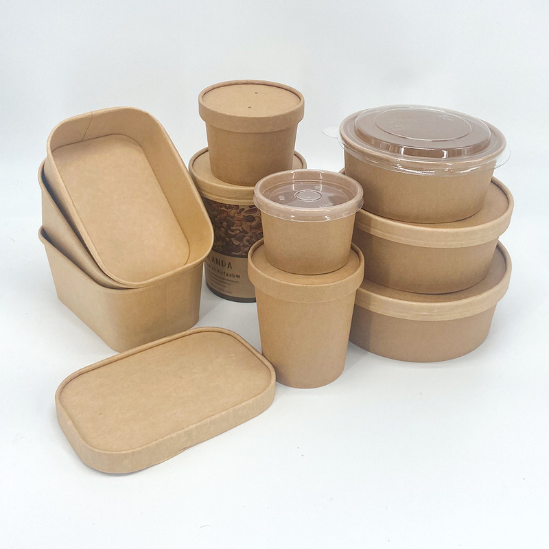 Fiambrera desechable de papel revestido personalizada para restaurante de categoría alimenticia Bento Box